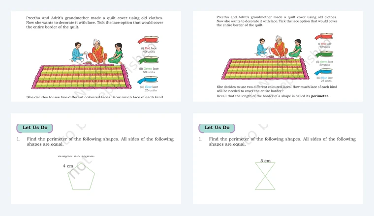 Questions from Class 5 Maths Chapter 11, Grandmother's Quilt