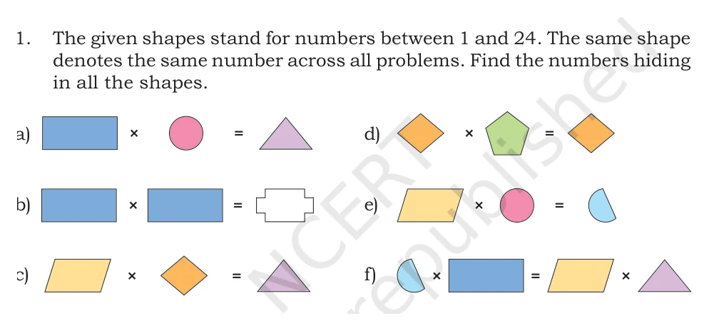 NCERT Class 5 Maths Chapter 6, solved question 1