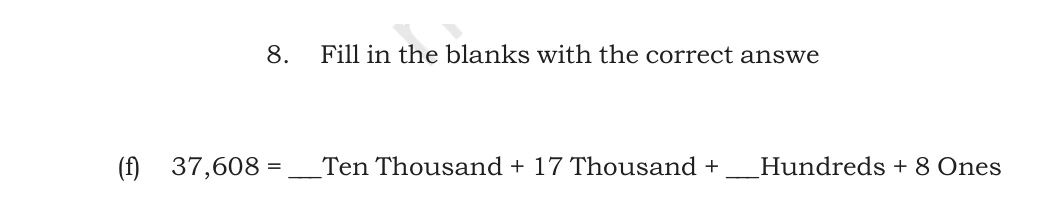 NCERT Class 5 Maths Chapter 1, solved question 110