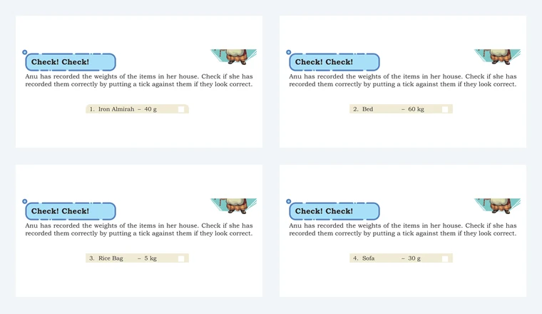 Questions from Class 5 Maths Chapter 8, Weight and Capacity