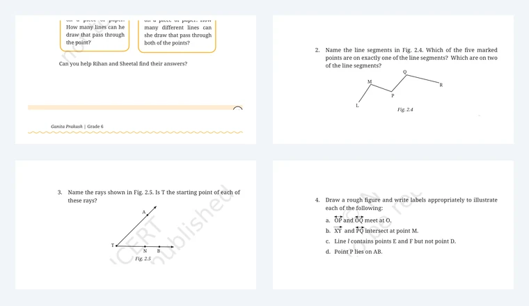 Questions from Class 6 Maths Chapter 2, Lines and Angles