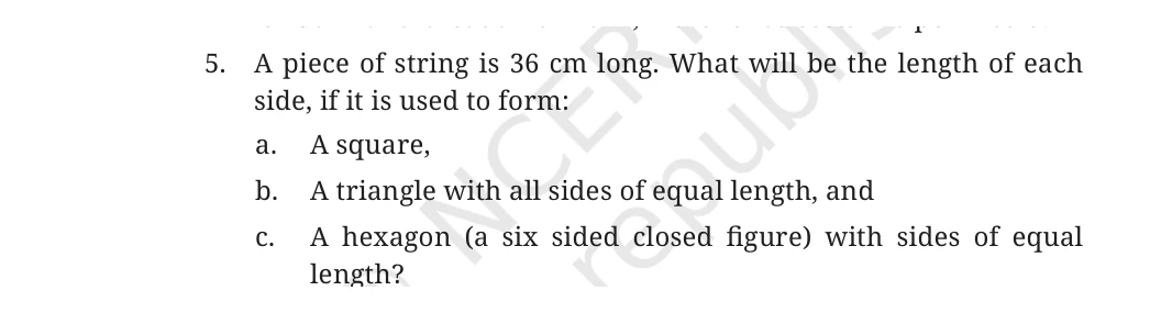 NCERT Class 6 Maths Chapter 6, question 5