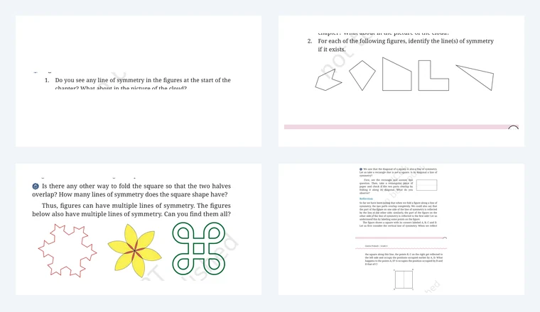 Questions from Class 6 Maths Chapter 9, Symmetry