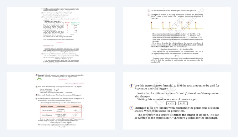 Questions from Class 7 Maths Chapter 4, Expressions using Letter-Numbers
