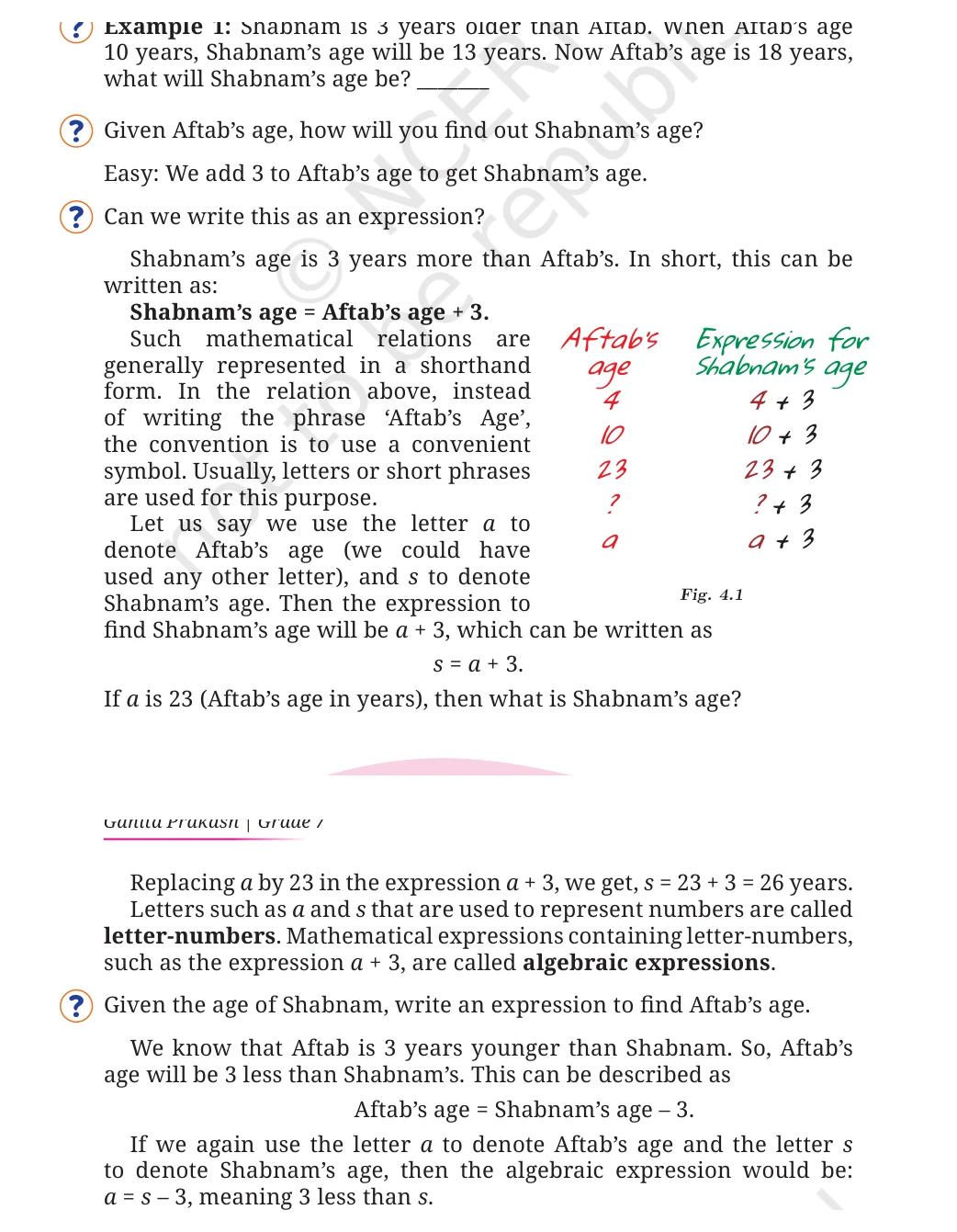 NCERT Class 7 Maths Chapter 4, solved question 1