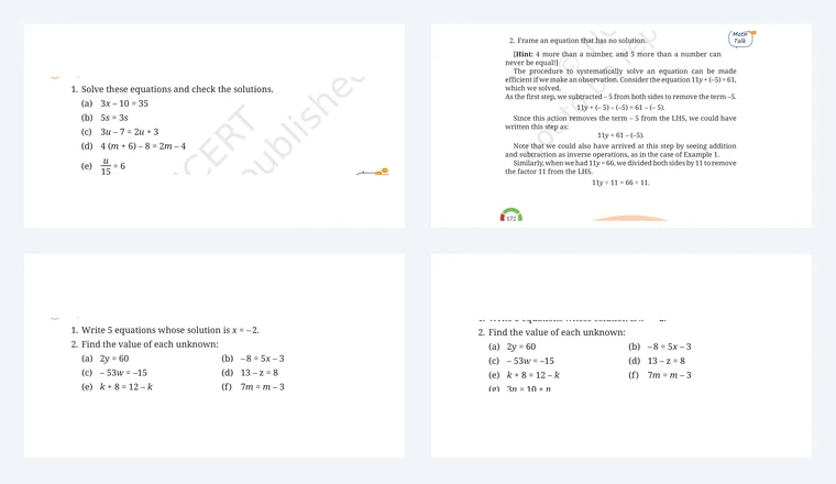 Questions from Class 7 Maths Chapter 15, Finding the Unknown