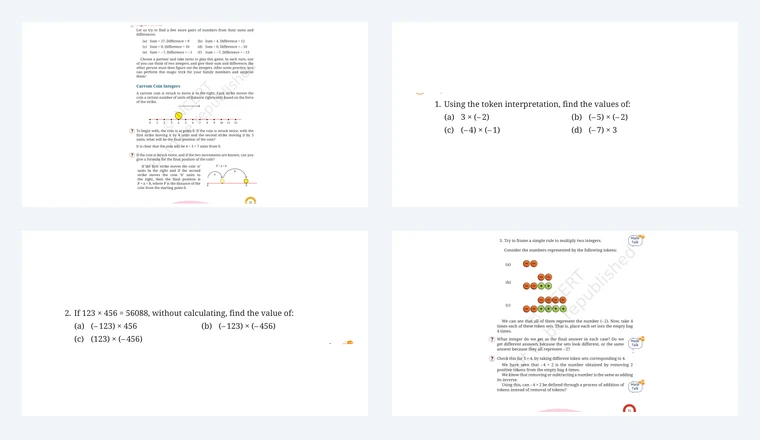 Questions from Class 7 Maths Chapter 10, Operations with Integers