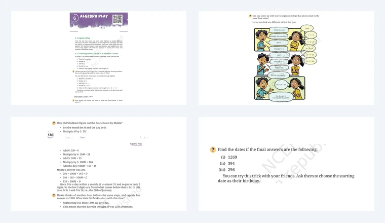 Questions from Class 8 Maths Chapter 13, Algebra Play